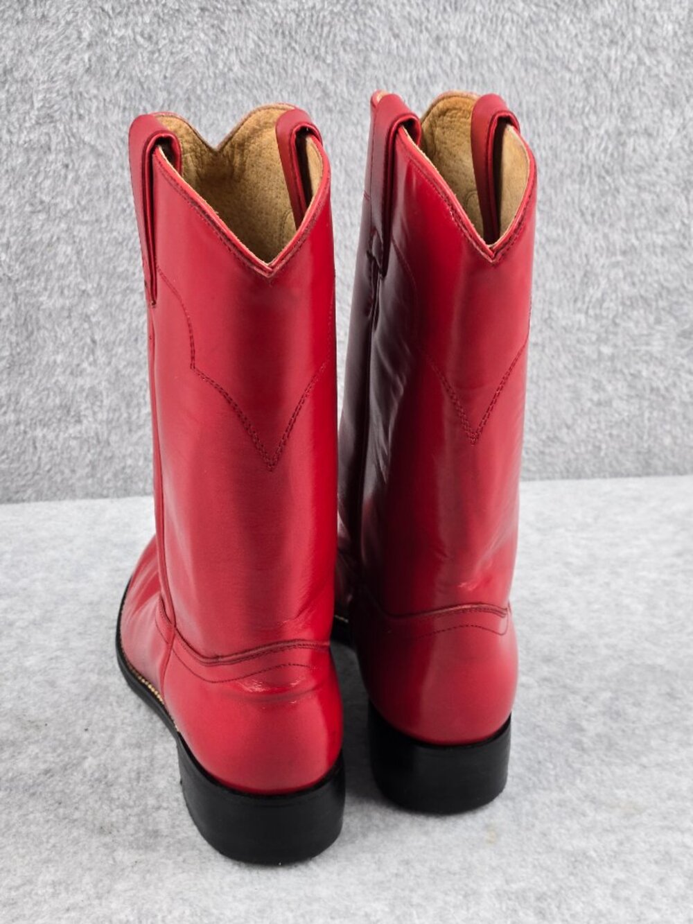 Tony Lama Red Boots Womens 7.5 B Ropers Leather Western Rodeo Cowboy Cowgirl - Picture 5 of 16